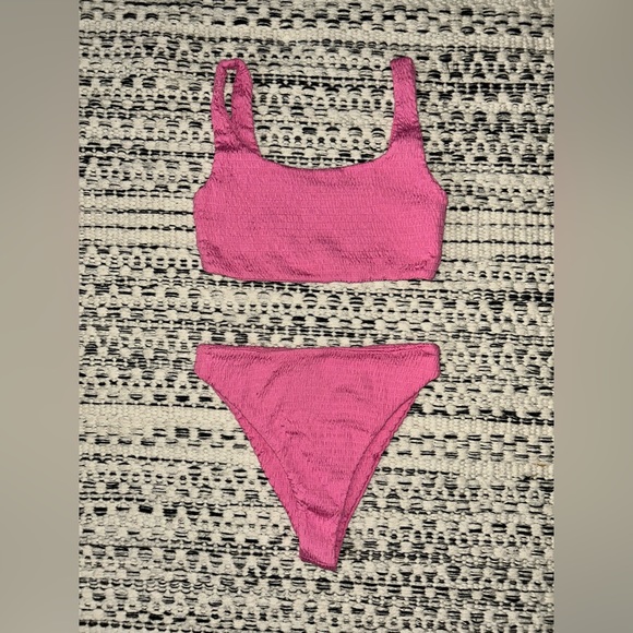 🆕 2/$75 NWT Naked Wardrobe | 2 Piece Smocked Bikini | Pink | Size Large - Picture 6 of 12